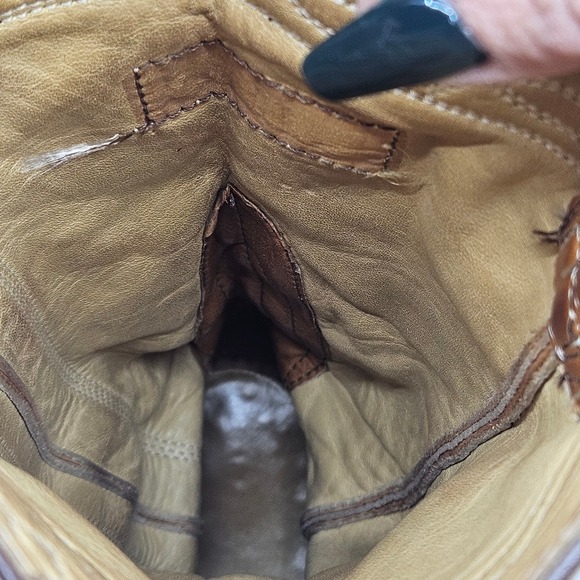 VTG USA Leather Western Cowboy Boots Women's Size 5D Wide Brown Pull-On Handmade - Picture 10 of 13